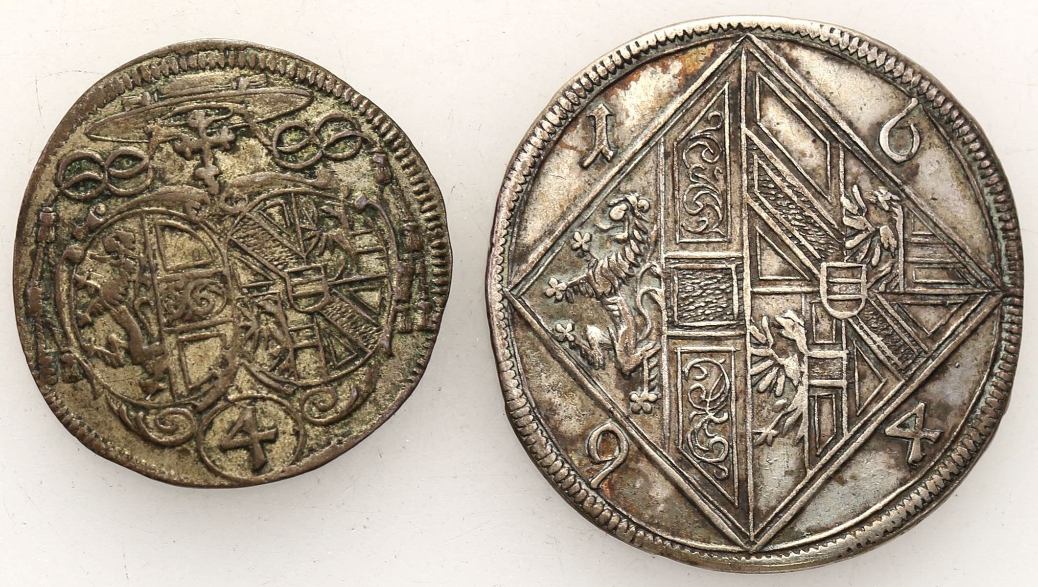Austria, Salzburg. Johann Ernst von Thun und Hohenstein (1687-1709). 4 krajcary 1692, 15 krajcarów 1694, zestaw 2 monet